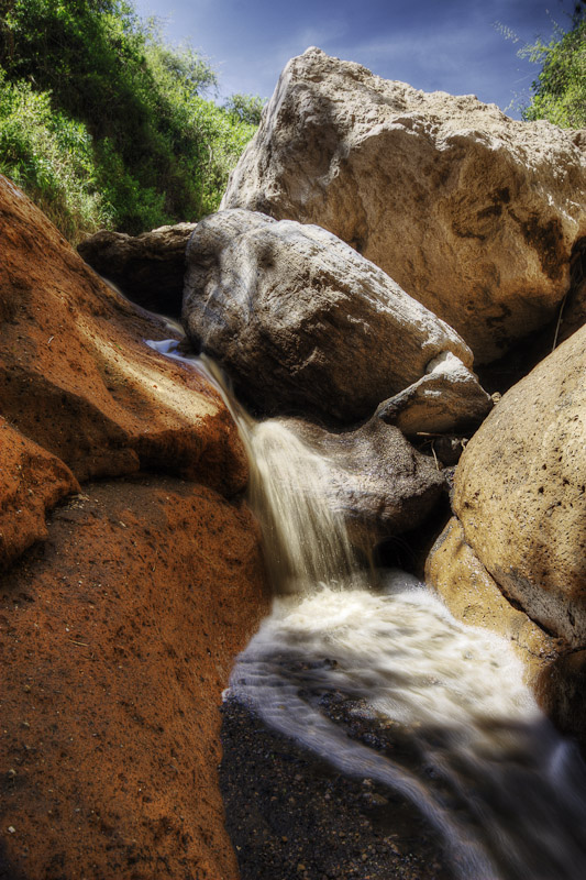 water and boulder cascade